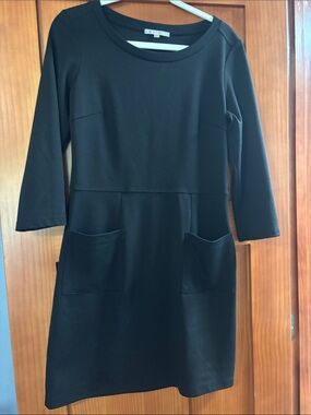 GAP Black Long-Sleeve A-Line Dress with Front Pockets